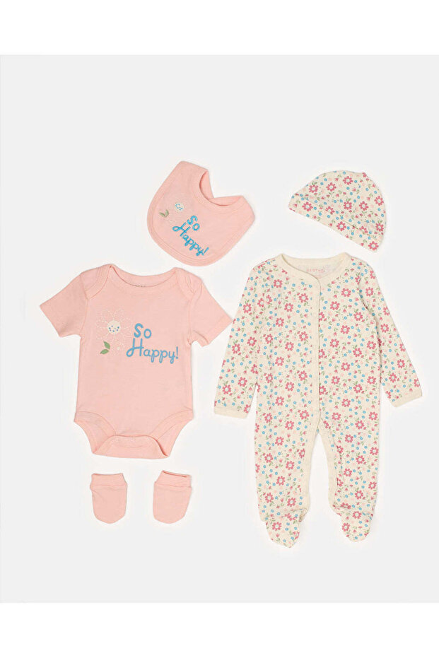 Baby Pink Printed Gift Set (5 Piece)
