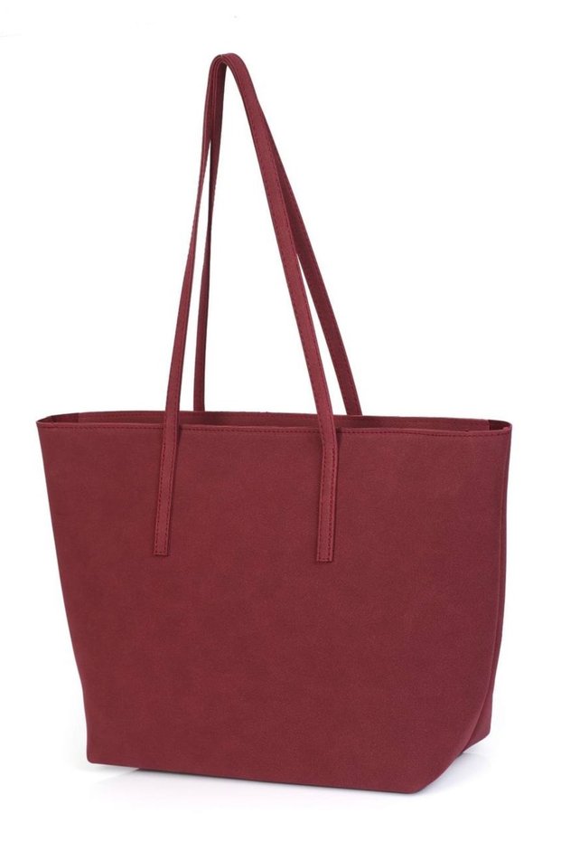 Women's Suede Handbag and Women's Shoulder Bag with Magnet Closure and Makeup Bag