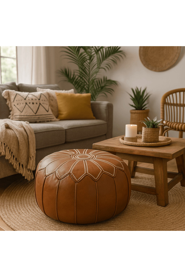 Leather Floor Puff Seating - 2