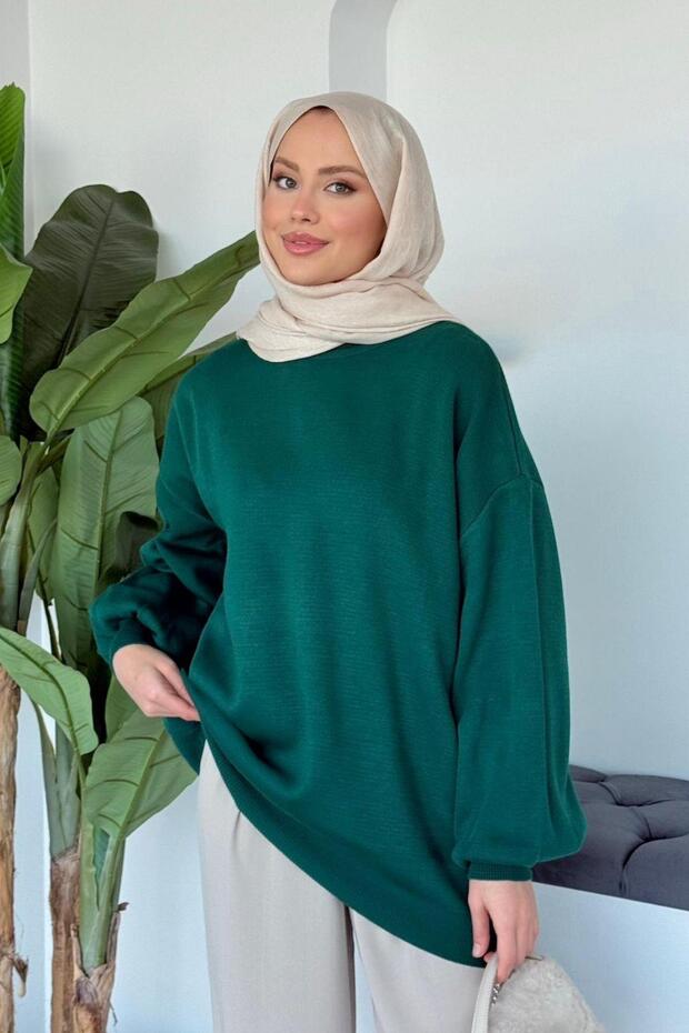 سترة تريكو نصف رقبة زمردية
