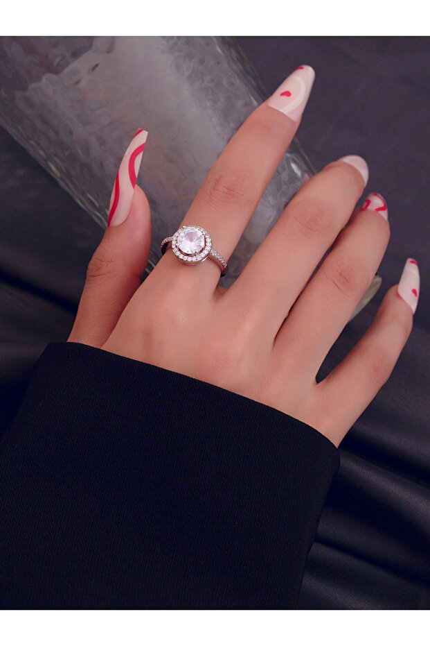 Silver Rhinestone Embellished Ring