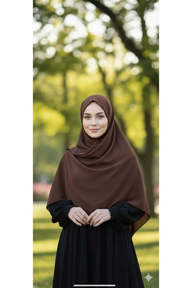 حجاب تيسيتشر مصري من حرير المدينة، وشاح 110×110 بلون بني غامق