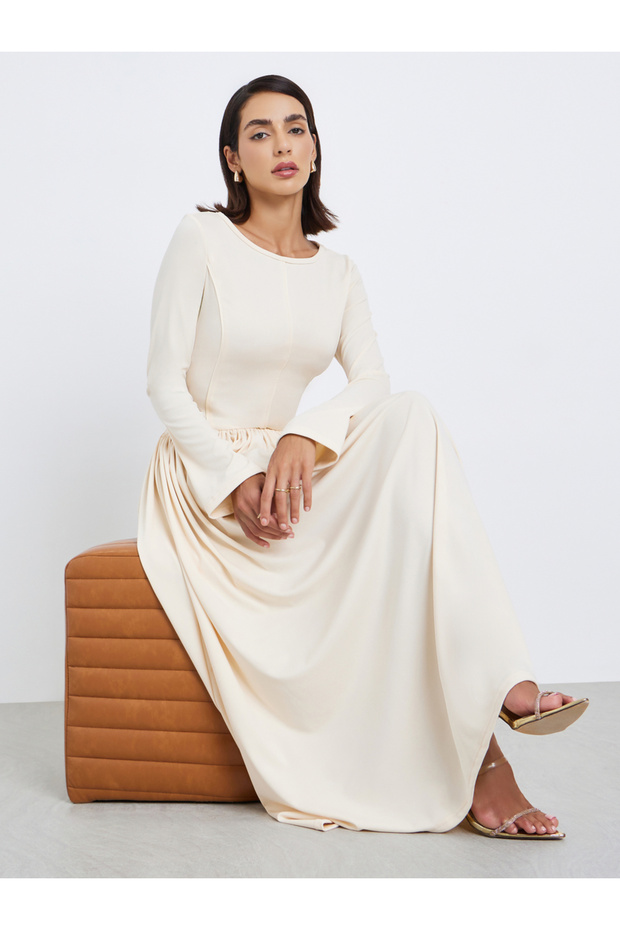 Solid A-line MAXI Dress - 1