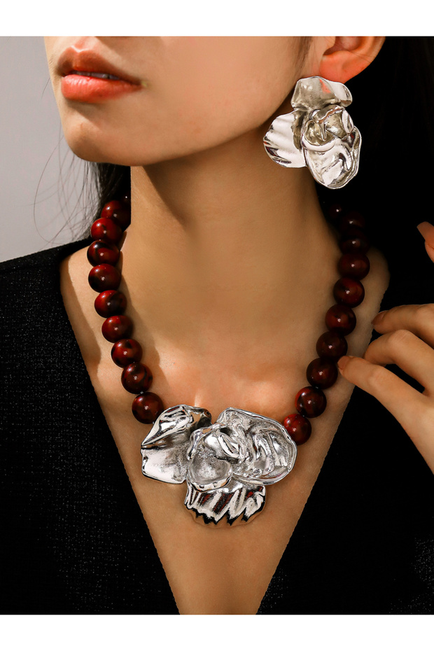 Silver 3D Flower Earrings