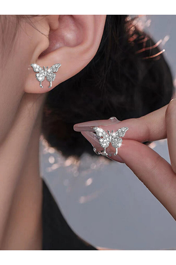 Silver Butterfly Stud Earrings