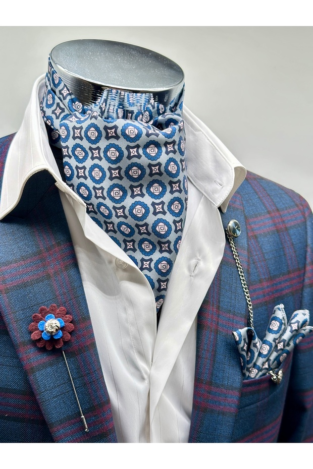 Gray Patterned Men's Scarf - 1