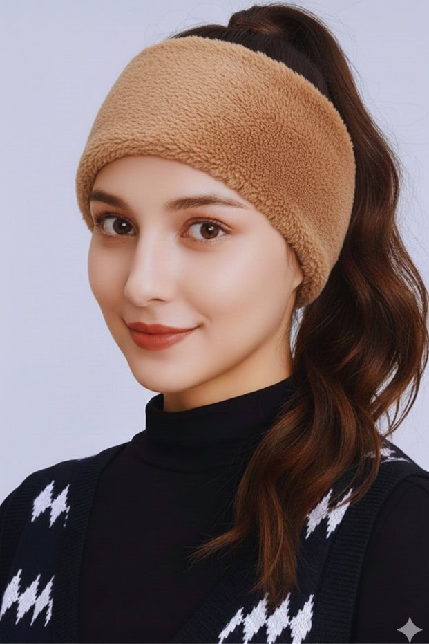 Classy Plain Plush Bandana Stretchy Sports Sweat Hair Band Plush Makeup Bandana Ear Protection