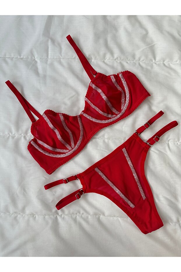 مجموعة لوري برايت باللون الأحمر الفضي - 2