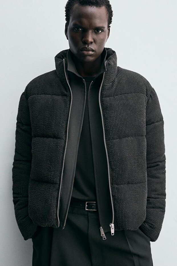 ZR Model Kadife Şişme İçi Astarlı Mont - 3