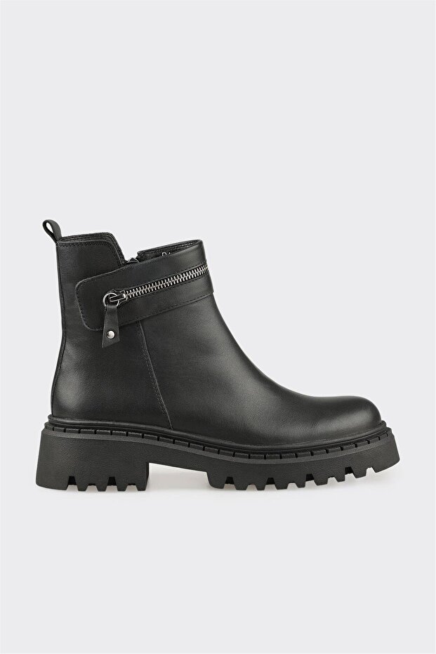 Siyah Deri Kadın Günlük Bot - 1