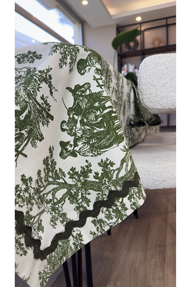 Patterned Tablecloth Green - 2