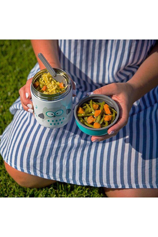 Thermal Food Container With Spoon And Bowl - Aqua