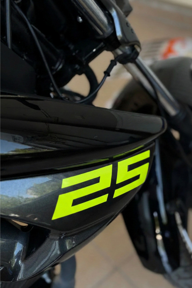 25 Lettering Sticker Decal for Neon Yellow Color Side Fairings for Mondial Drift-L (2 Pieces)