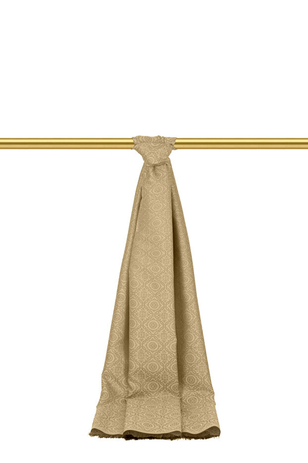 شال حريري جاكار بنمط حلقات بيج - 1