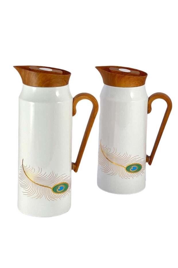 Home Maker 2-Piece Thermal Flask Set – 0.75L & 1L – Stainless Steel Exterior with Inner Glass In