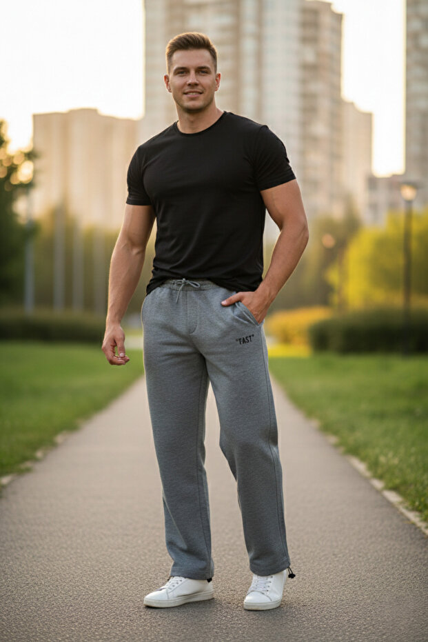 Yazı Printed Baggy Sweatpants with Stoppers