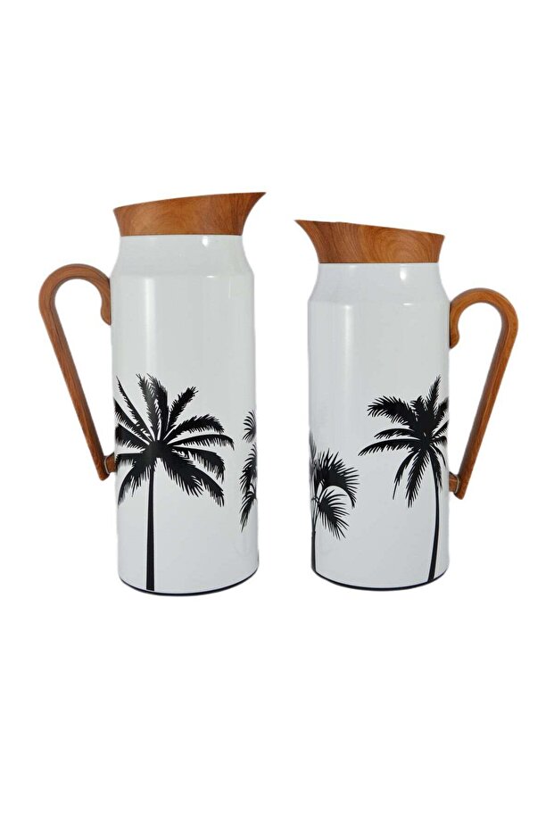 Home Maker 2-Piece Thermal Flask Set – 0.75L & 1L – Stainless Steel Exterior with Inner Glass In