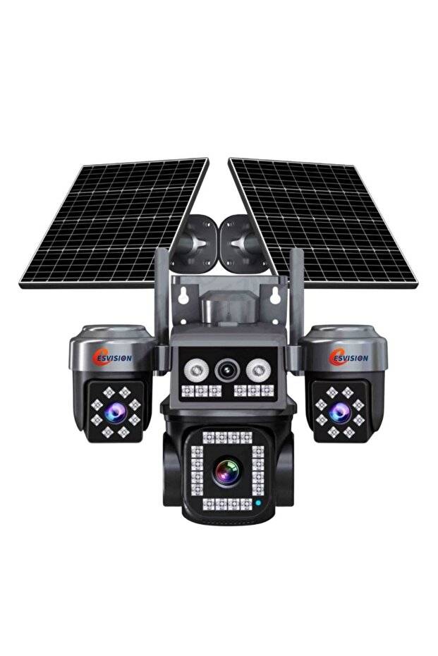 kendinalyap 4 Lensli 8MP 4 Kameralı 4G Çift Solar Güneş Panelli Gece Görüşlü Güvenlik Kamerası