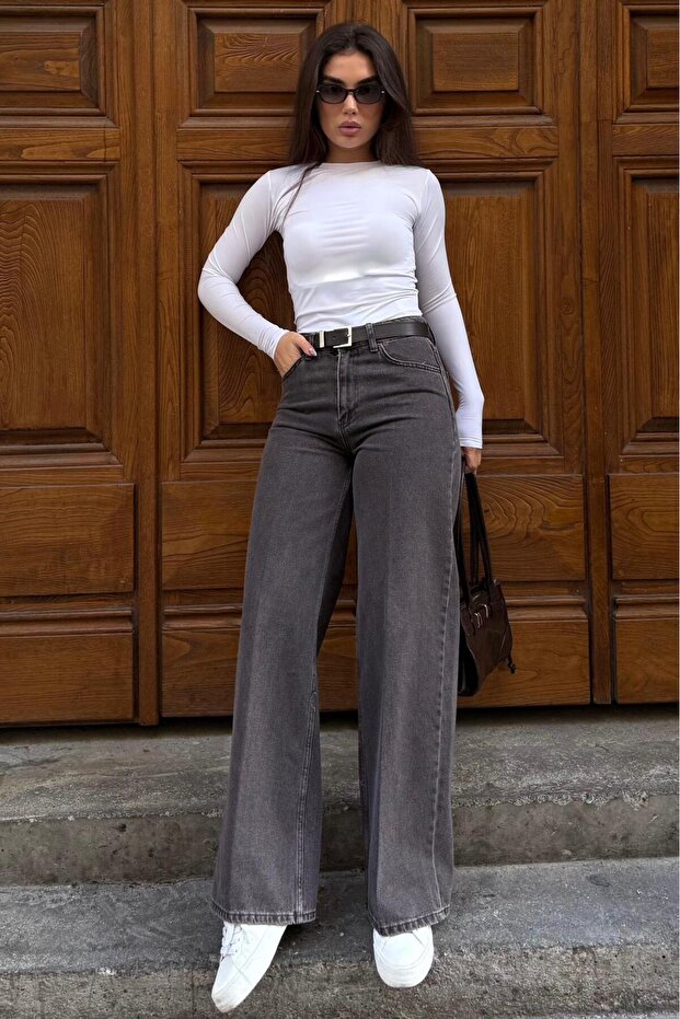 Brown 100% Cotton Wide Leg Women's Jean MG2623