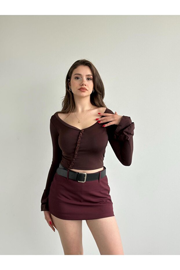 Kemerli Şort Etek - 6