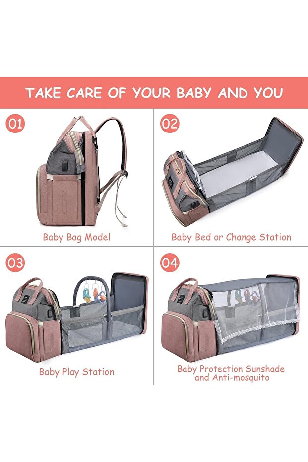حقيبة ظهر لحفاضات الأطفال مع محطة تغيير - 7