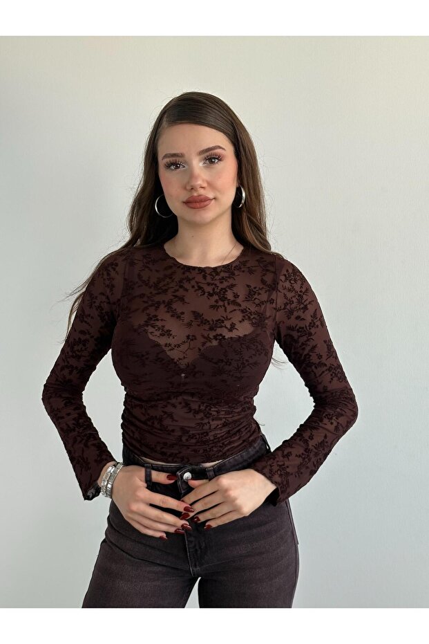 Güpürlü Transparan Bluz - 1