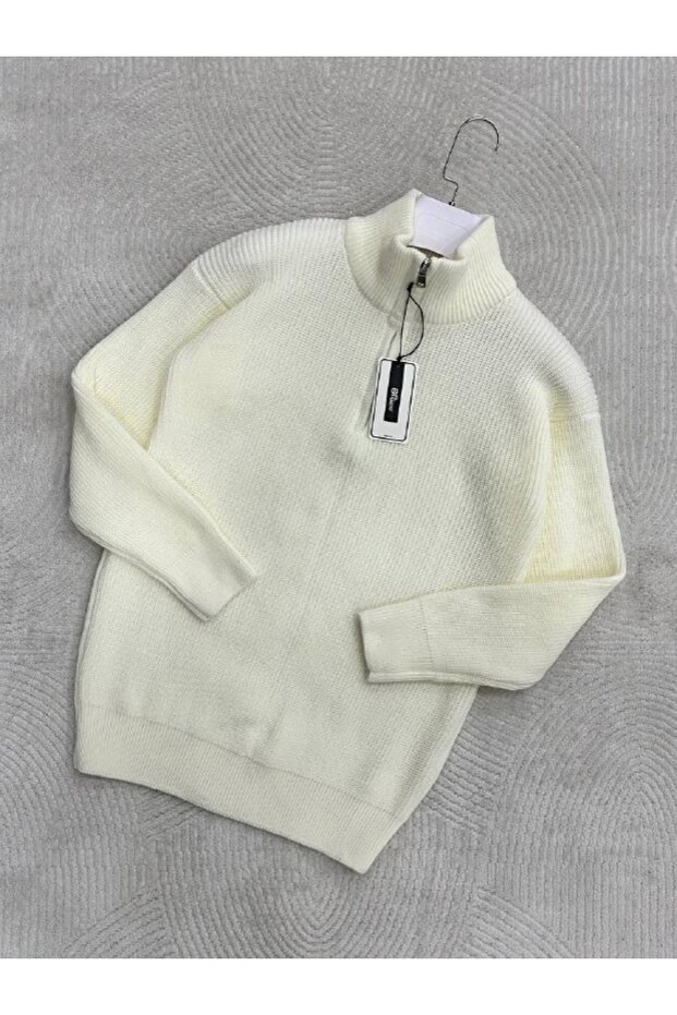 Comfort Regular Fit Comfortable Fit Zippered Stand Collar Basic Plain Sweatshirt