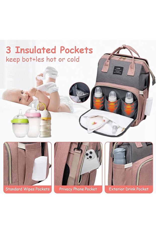 حقيبة ظهر لحفاضات الأطفال مع محطة تغيير - 2