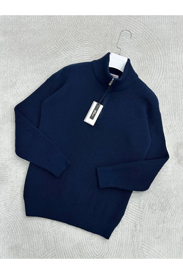 Comfort Regular Fit Comfortable Fit Zippered Stand Collar Basic Plain Sweatshirt