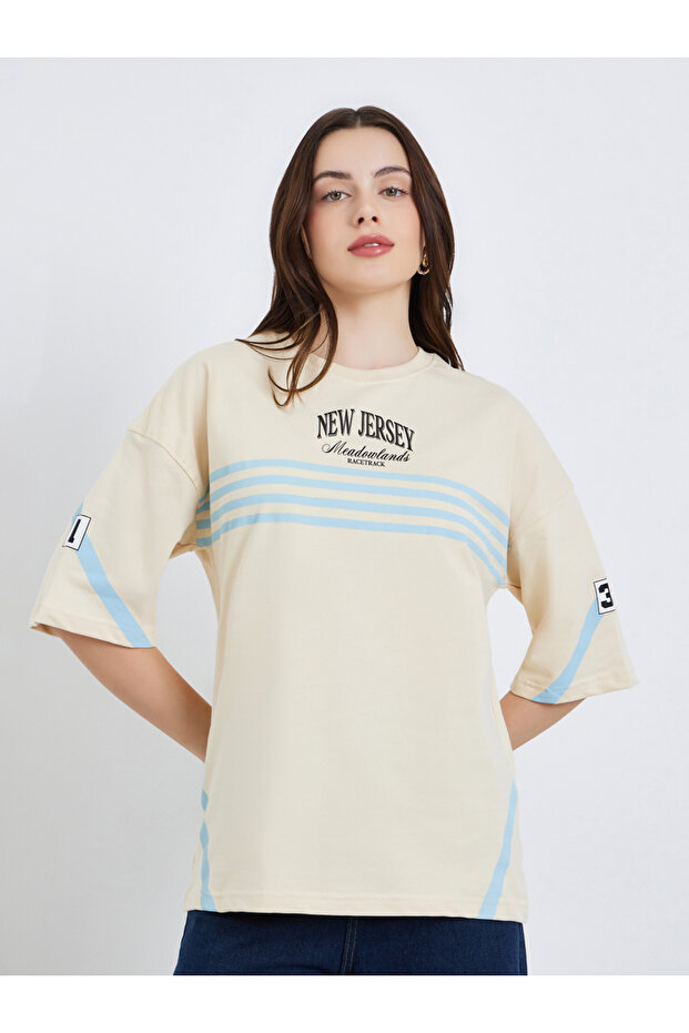 Women Printed Oversized 100% Cotton T-Shirt