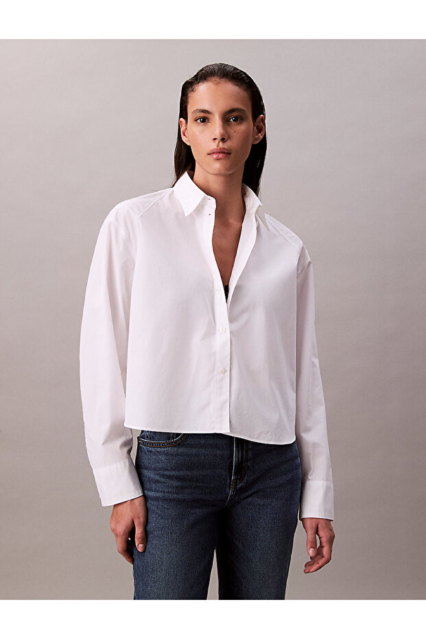 SOLID BOXY CROPPED SHIRT - 2