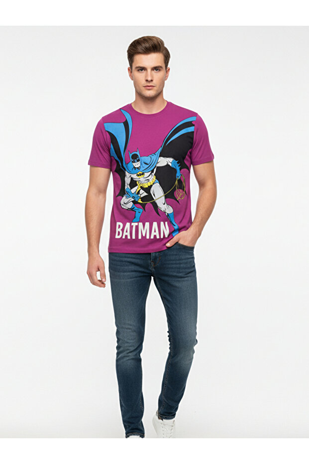 Men Purple Batman Graphic Print T-Shirt
