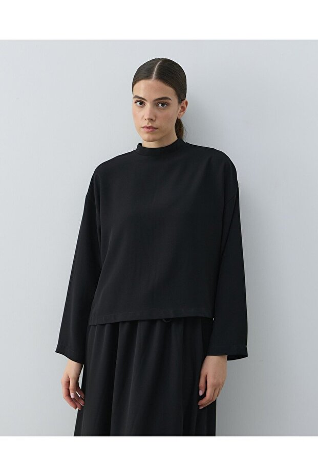 Krep Basic Bluz Siyah - 1