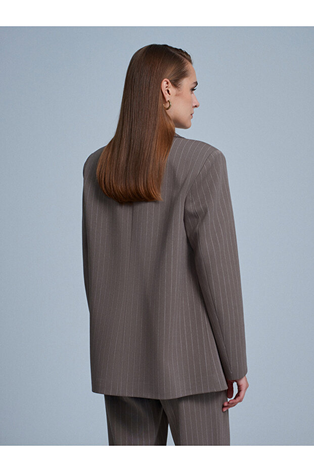 60780 Blazer Ceket-Vizon - 3