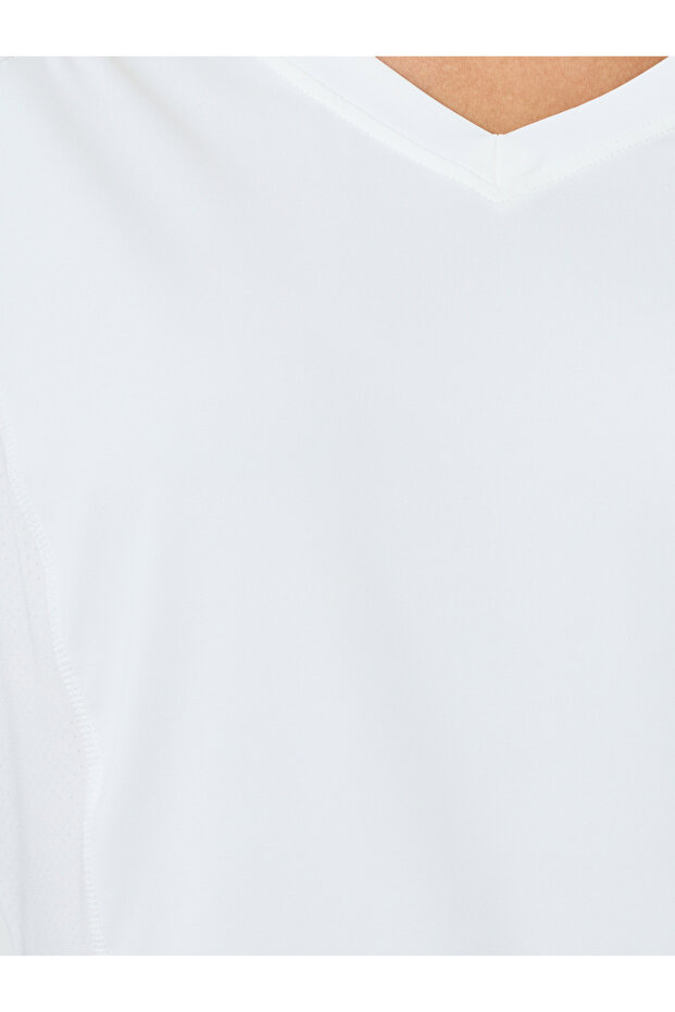 بلوزة بأكمام طويلة مع ظهر على شكل حرف U مقلوب وحشوة شبكية - 3