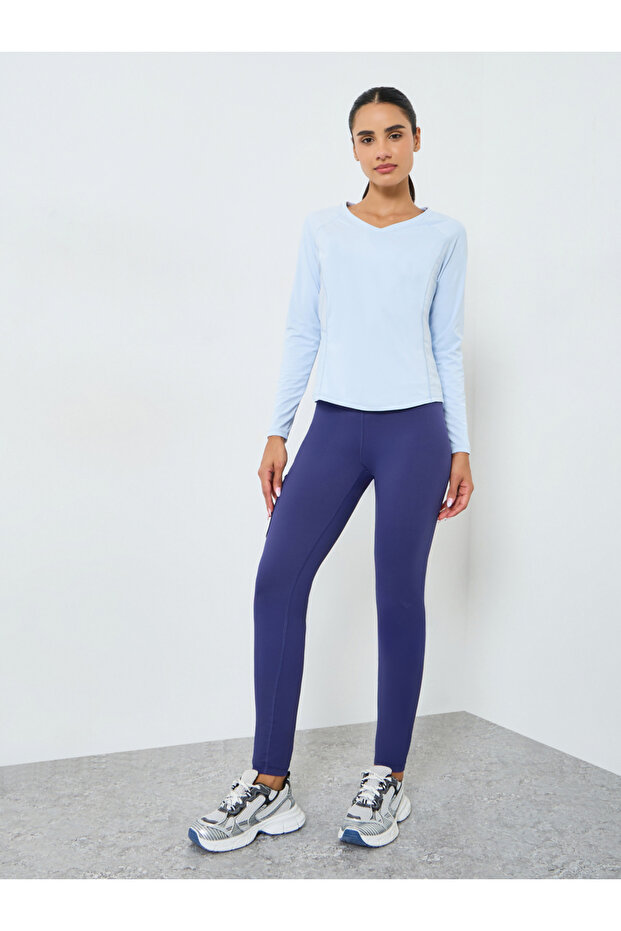 بلوزة بأكمام طويلة مع ظهر على شكل حرف U مقلوب وحشوة شبكية - 2