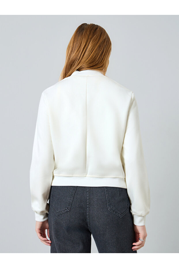 جاكيت نسائي سادة بأكمام طويلة وأزرار أمامية - 5