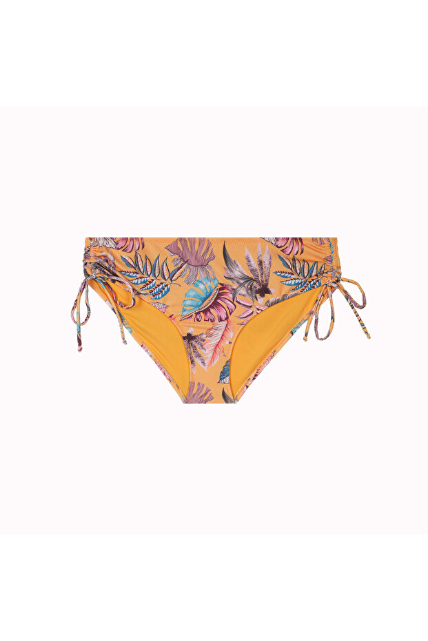 Drawstring Side Tie Bikini Bottoms Flat Cut