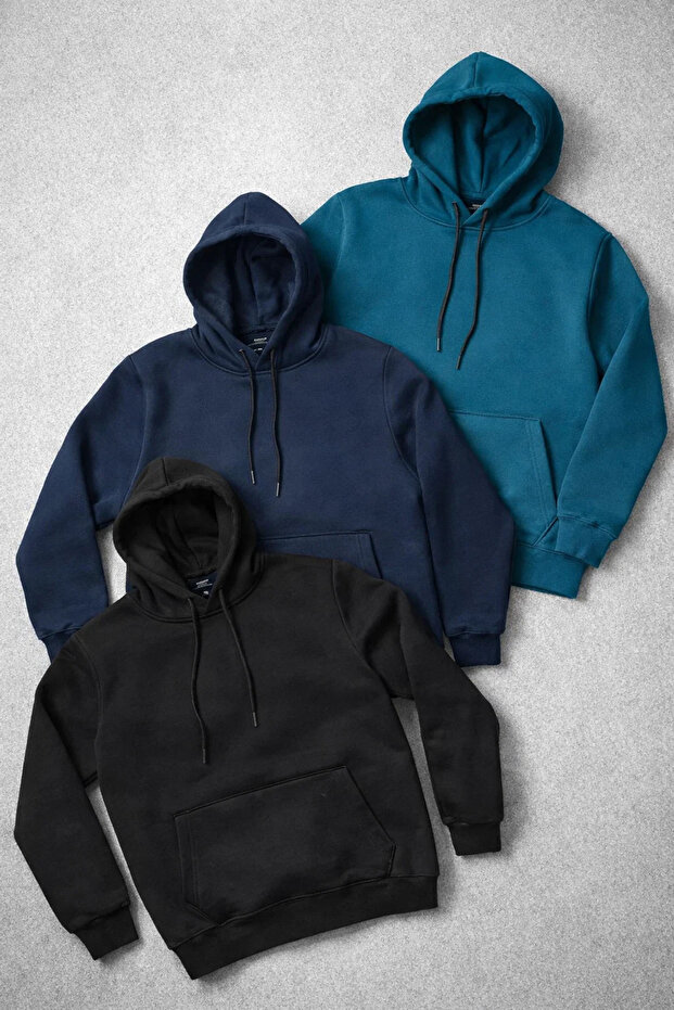 Men's Hooded Kangaroo Pocket 3-Piece Sweatshirt
