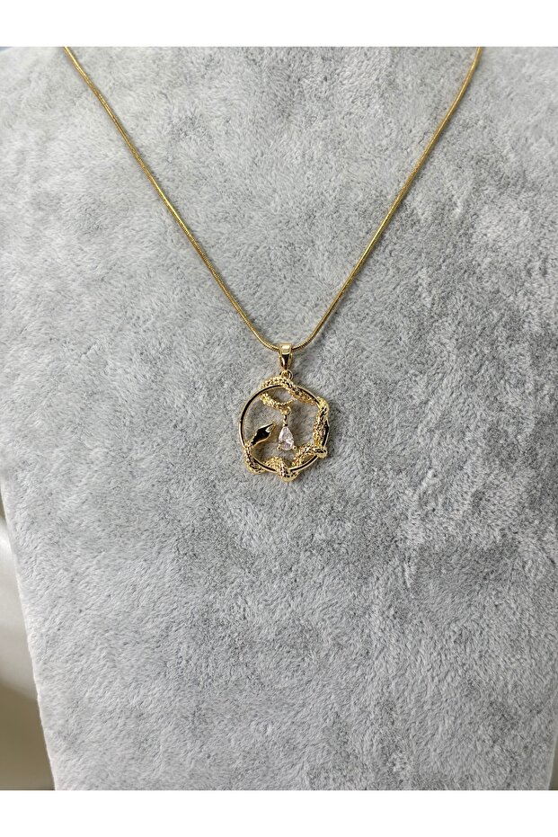 Steel Necklace Creeper Snake Zircon Stone Gold