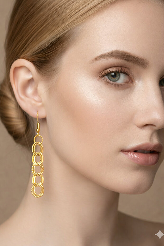 Chained Dangle Long Women's Earrings (6-7 cm) 1 Pair