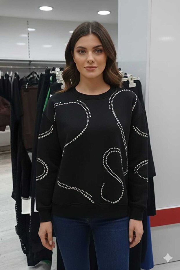 Taşlı Şardonlu Sweat - 1