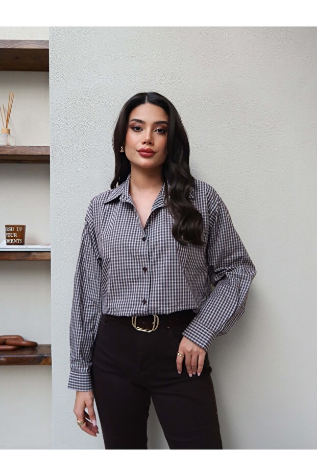 Ekose Oversize Gömlek - 6