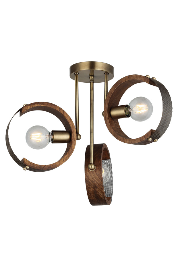 Manya 3'lü Ahşaplı Eskitme Avize - 3