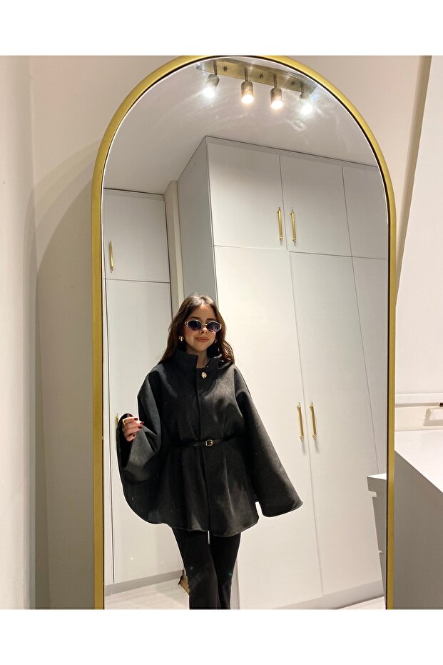 Antrasit Oversize Kemerli Panço - 3