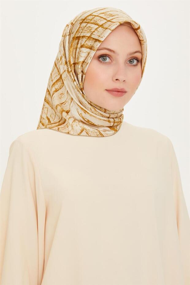 وشاح كلاسيكي منقوش تويل بيور حرير 9258D 07