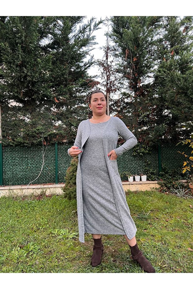 Yumoş Fabric One-Piece Cardigan Dress