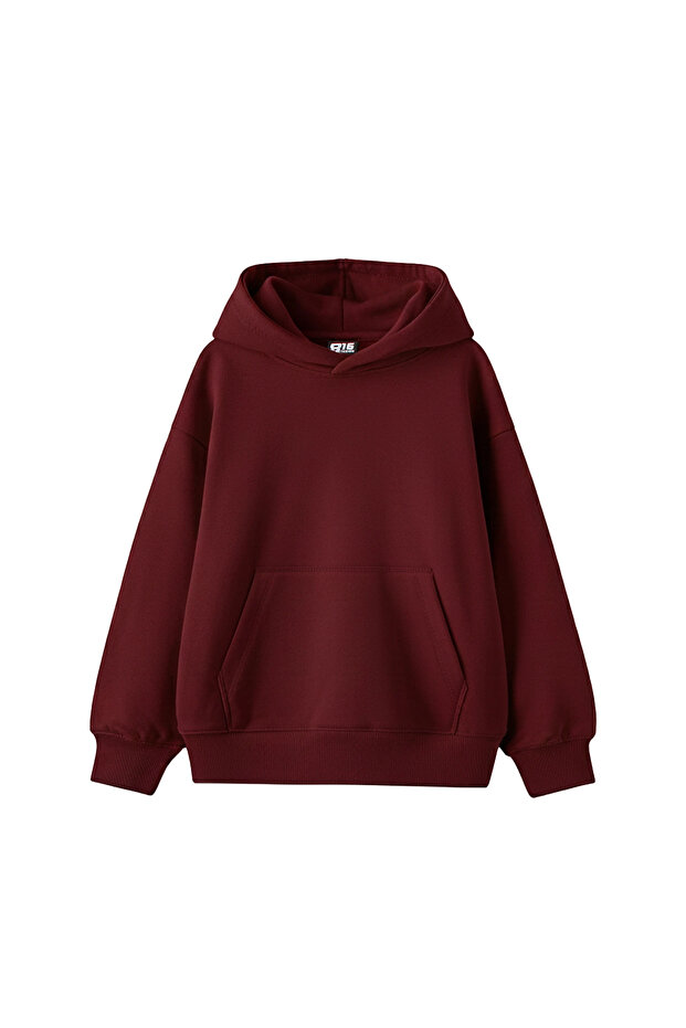 Basic Oversized Women's Burgundy Hoodie