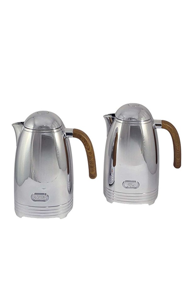 Silver Flask 1/1L 2 Pieces Stainless Steel Flask Set – Premium Insulated Flasks for Hot and Cold B