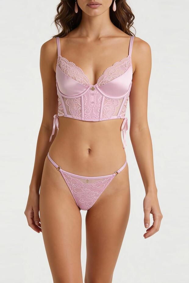 Pastivelle Şeker Pembesi Dantelli String - 2